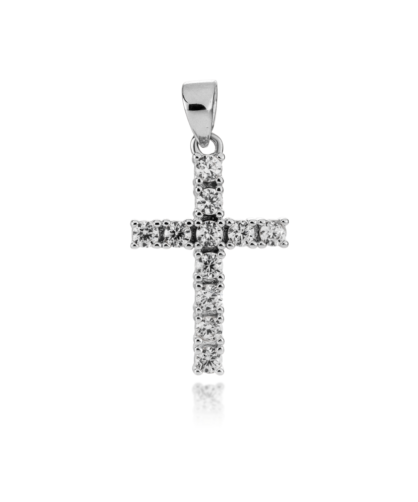 White gold pendant with zircons "cross"