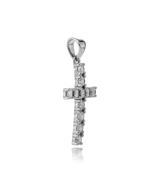 White gold pendant with zircons "cross"