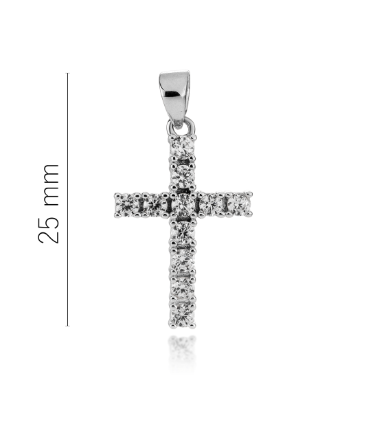 White gold pendant with zircons "cross"
