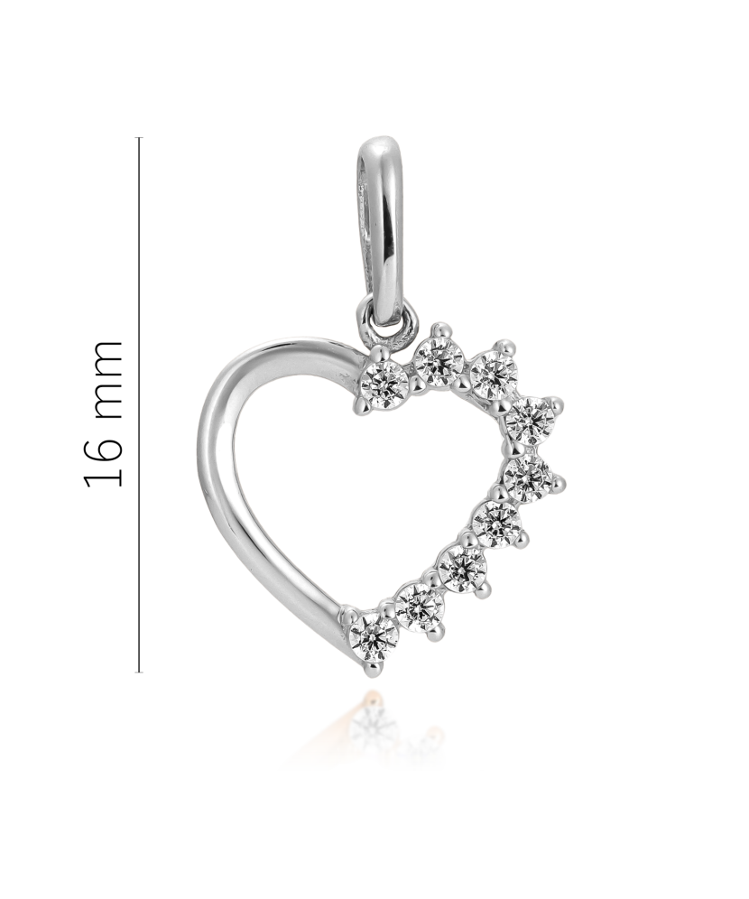 White gold pendant with zircons "heart"