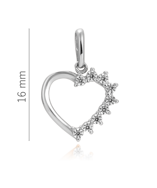 White gold pendant with zircons "heart"