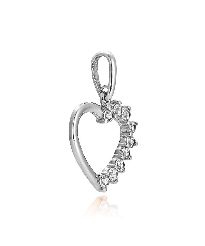 White gold pendant with zircons "heart"