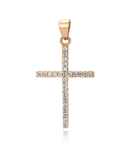 Gold pendant with zircons "cross"