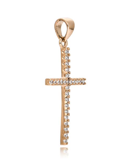 Gold pendant with zircons "cross"