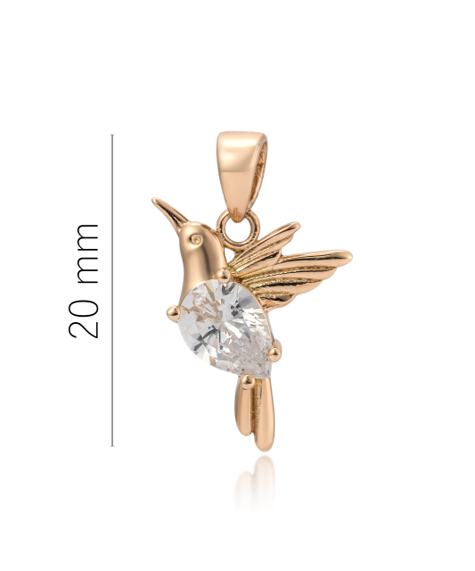 Gold pendant with zirconium "hummingbird"