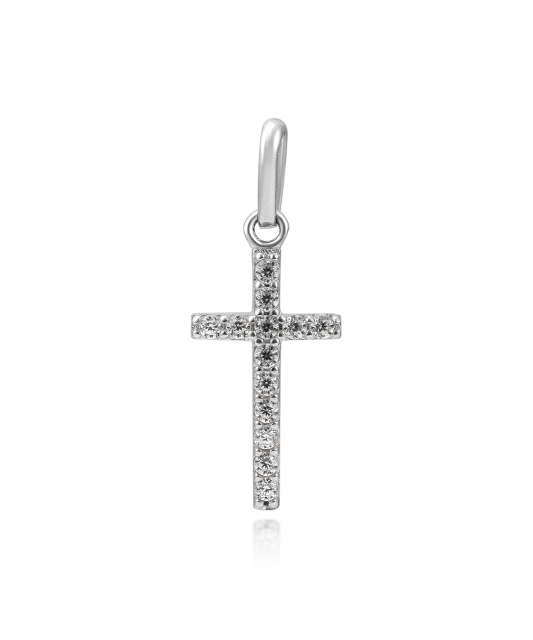 White gold pendant with zircons "cross"