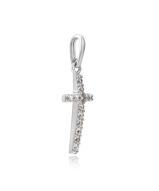 White gold pendant with zircons "cross"