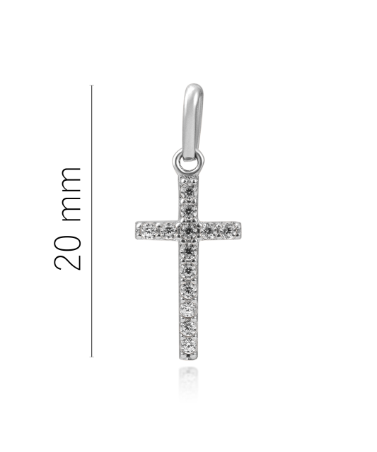 White gold pendant with zircons "cross"