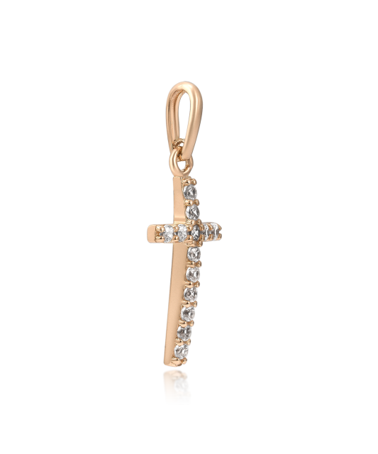 Gold pendant with zircons "cross"