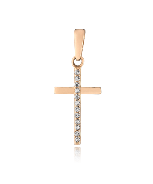 Gold pendant with zircons "cross"
