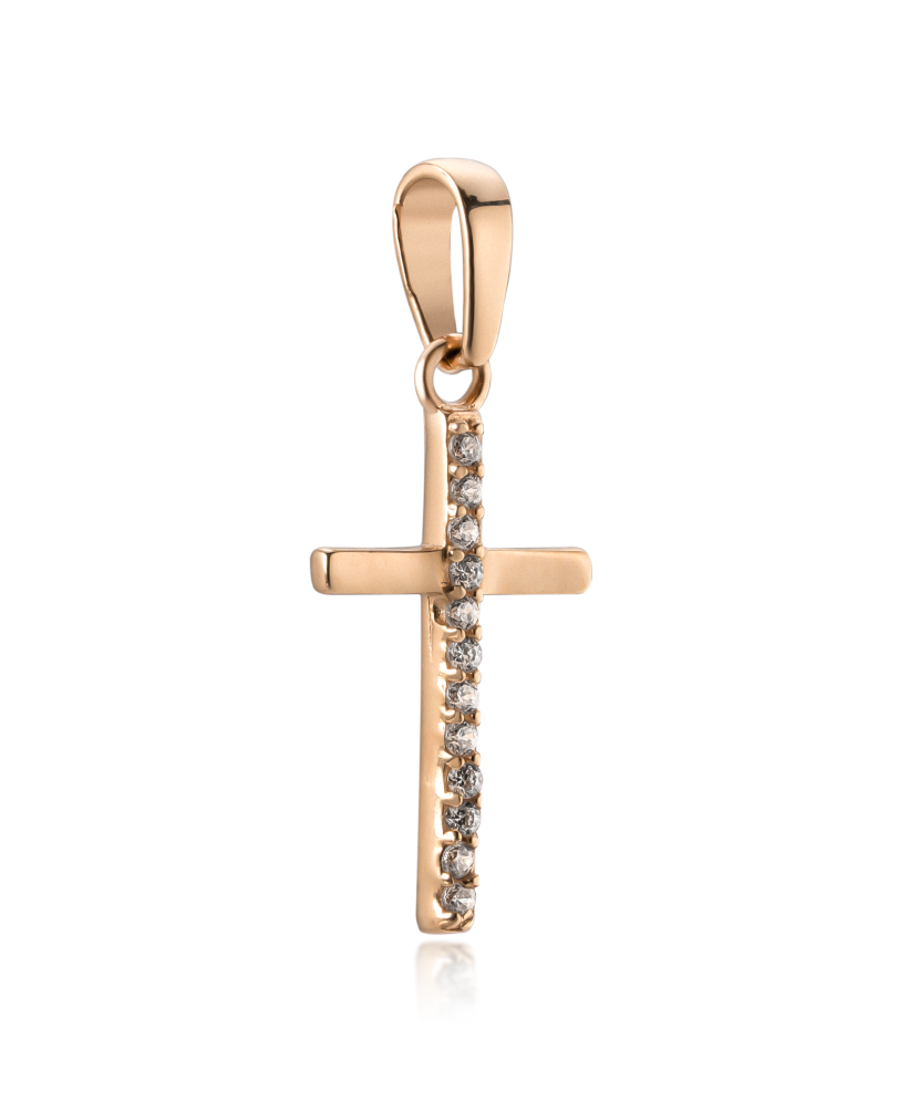 Gold pendant with zircons "cross"