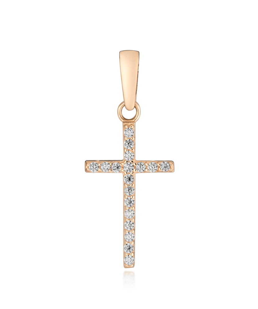 Gold pendant with zircons "cross"