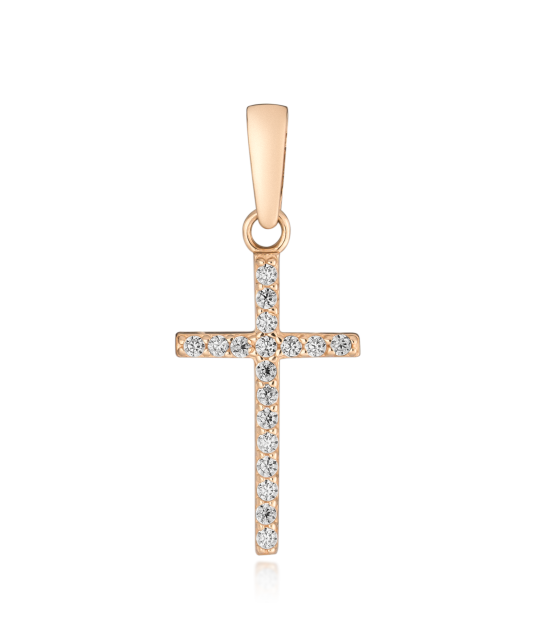 Gold pendant with zircons "cross"