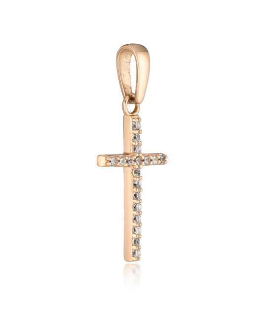 Gold pendant with zircons "cross"