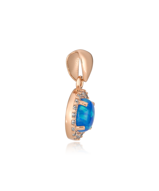 Gold pendant with opal and zircons