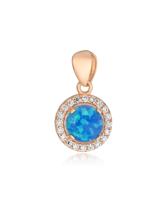 Gold pendant with opal and zircons