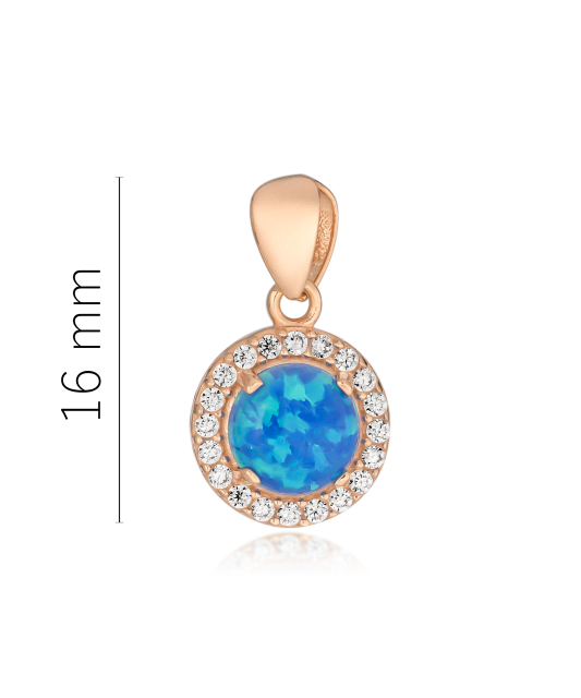 Gold pendant with opal and zircons
