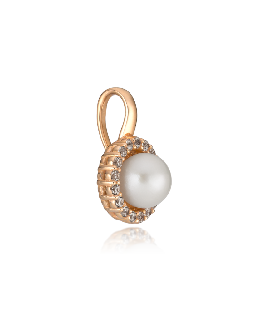 Gold Pearl Pendant and zircons