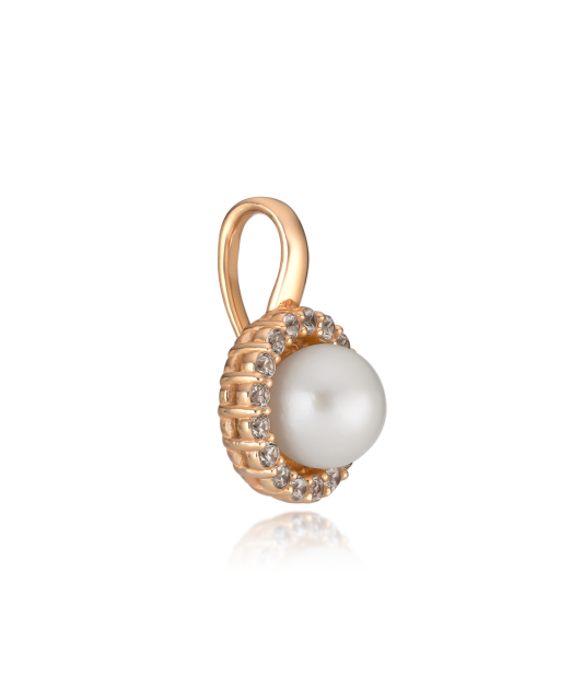 Gold Pearl Pendant and zircons