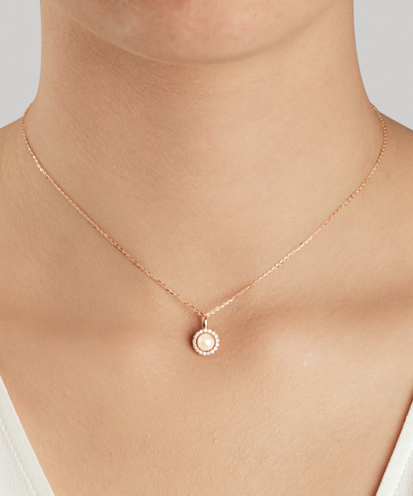 Gold Pearl Pendant and zircons