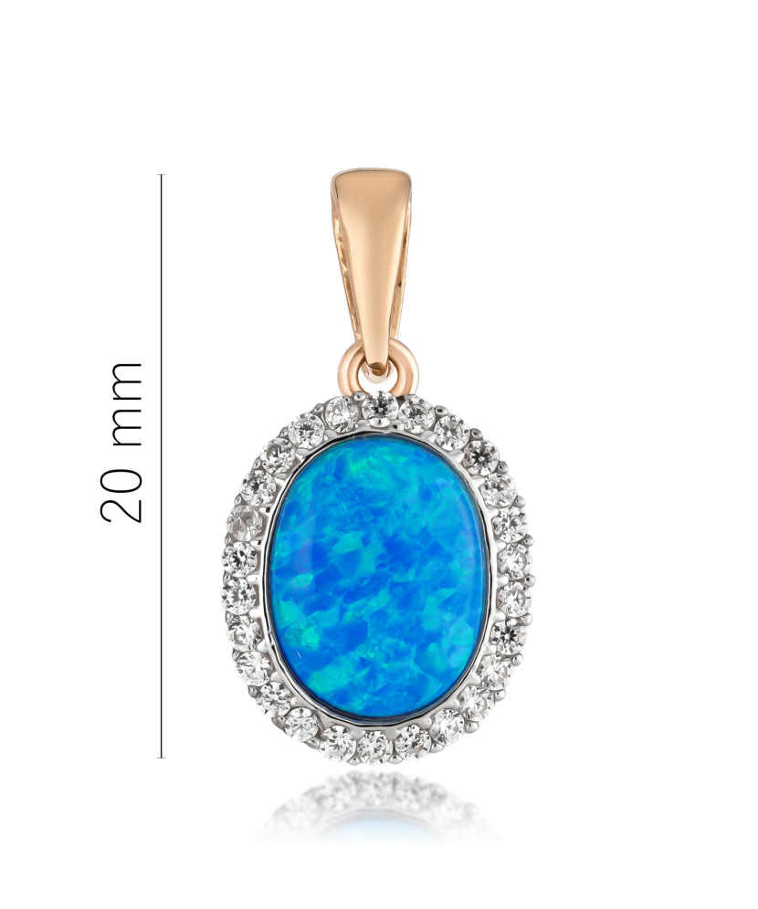 Gold pendant with opal and zircons