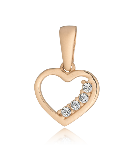 Gold pendant with zircons "heart"