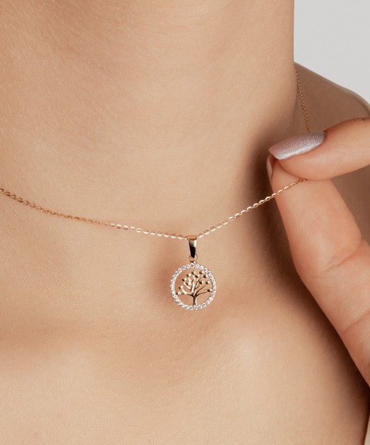 Gold pendant with zircons "Tree of life"