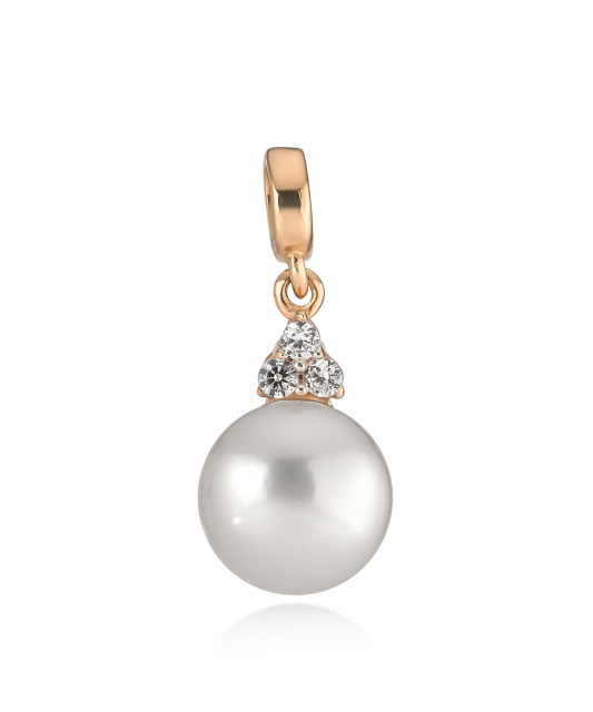 Gold Pearl Pendant and zircons