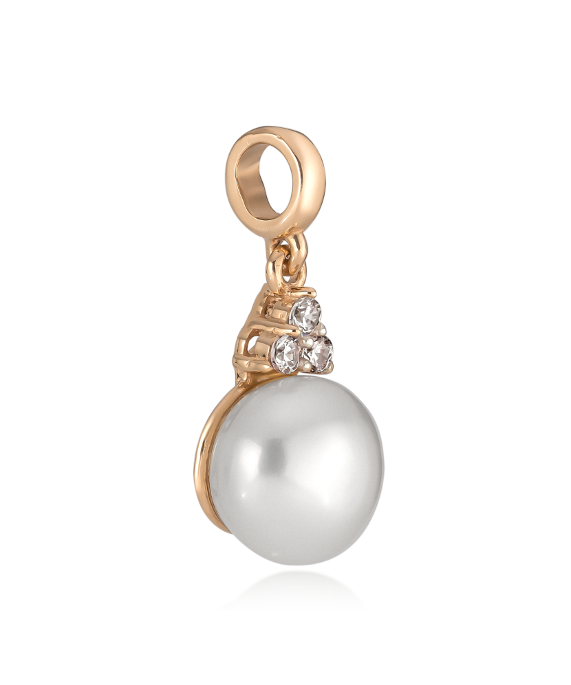 Gold Pearl Pendant and zircons