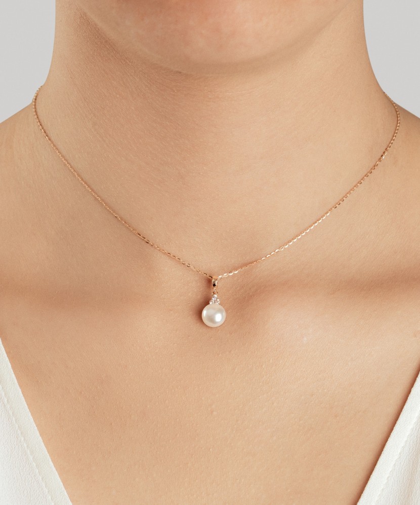 Gold Pearl Pendant and zircons