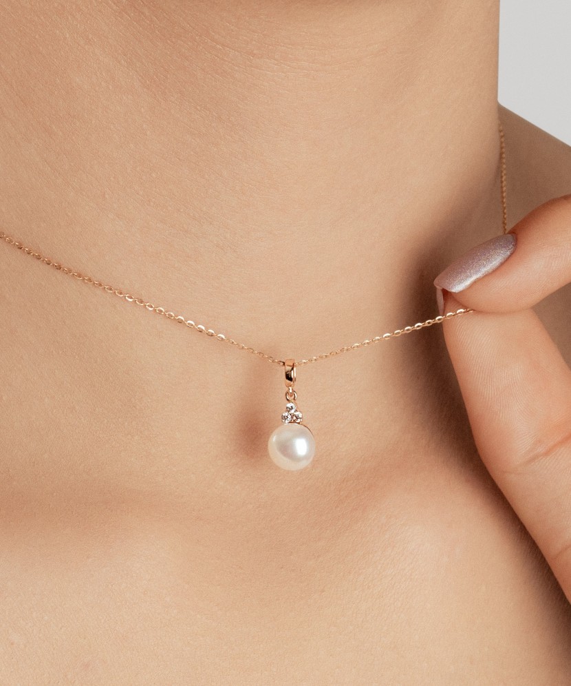 Gold Pearl Pendant and zircons