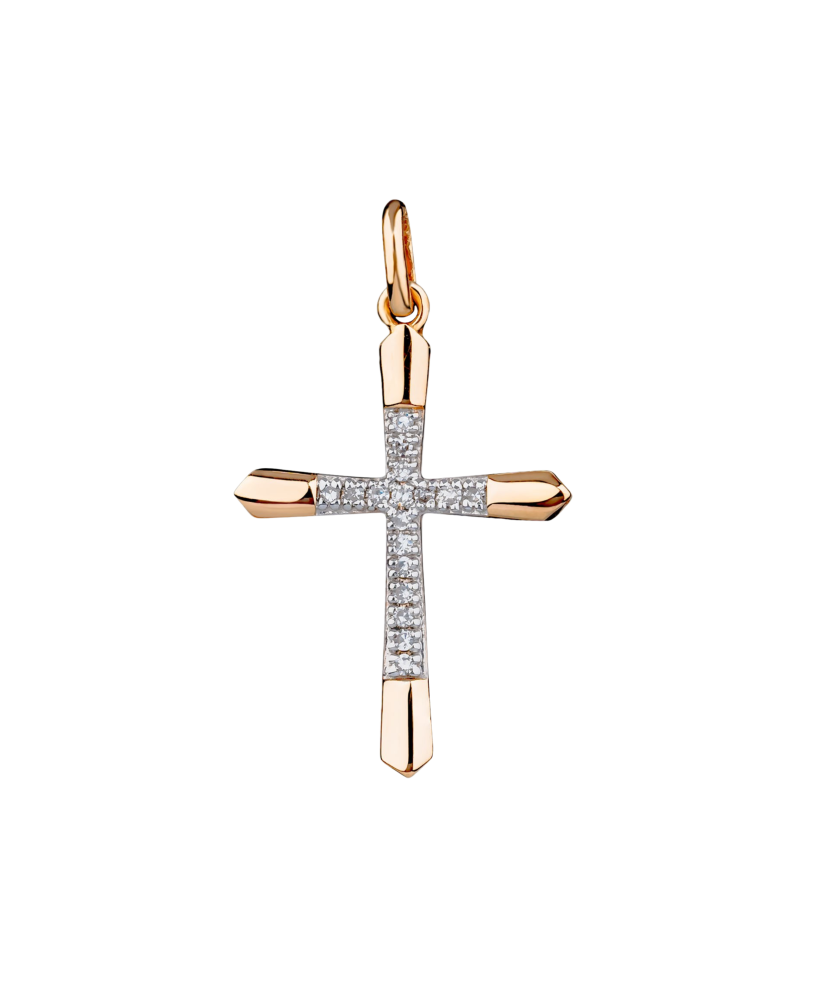 Gold pendant with diamonds "cross"
