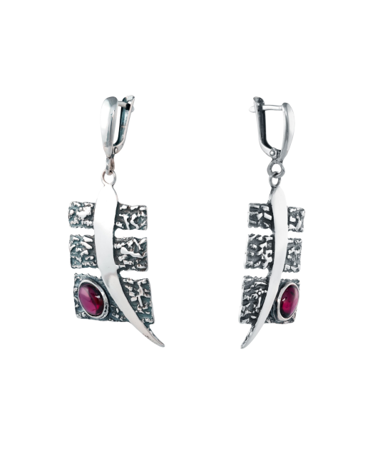 Sterling silver earrings with garnets