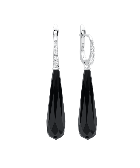 Sterling silver earrings with onyx and zircons