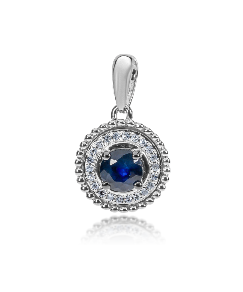 White gold pendant with diamonds and sapphires