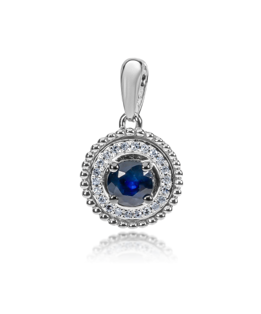 White gold pendant with diamonds and sapphires