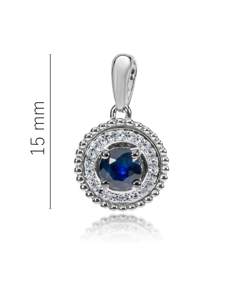 White gold pendant with diamonds and sapphires