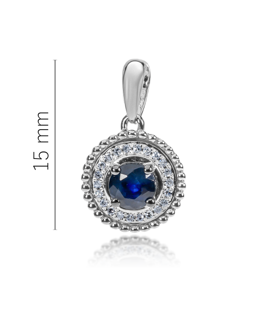 White gold pendant with diamonds and sapphires