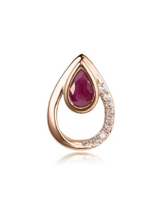 Gold pendant with ruby and diamonds