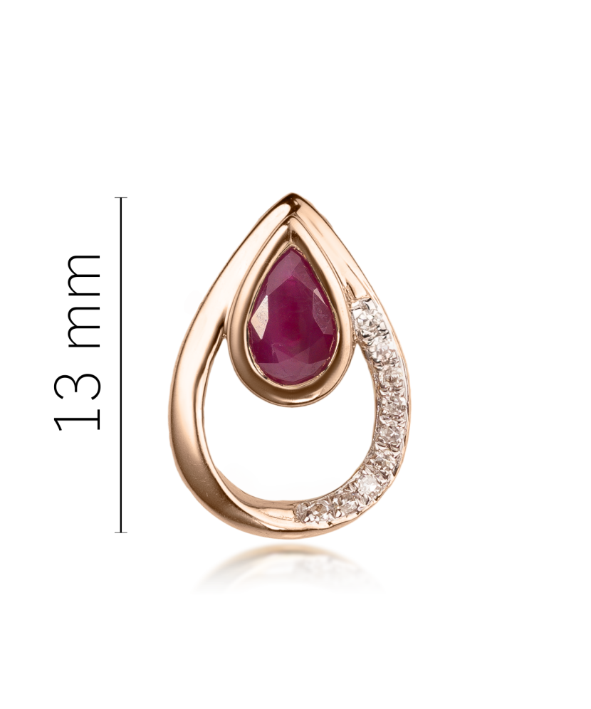 Gold pendant with ruby and diamonds