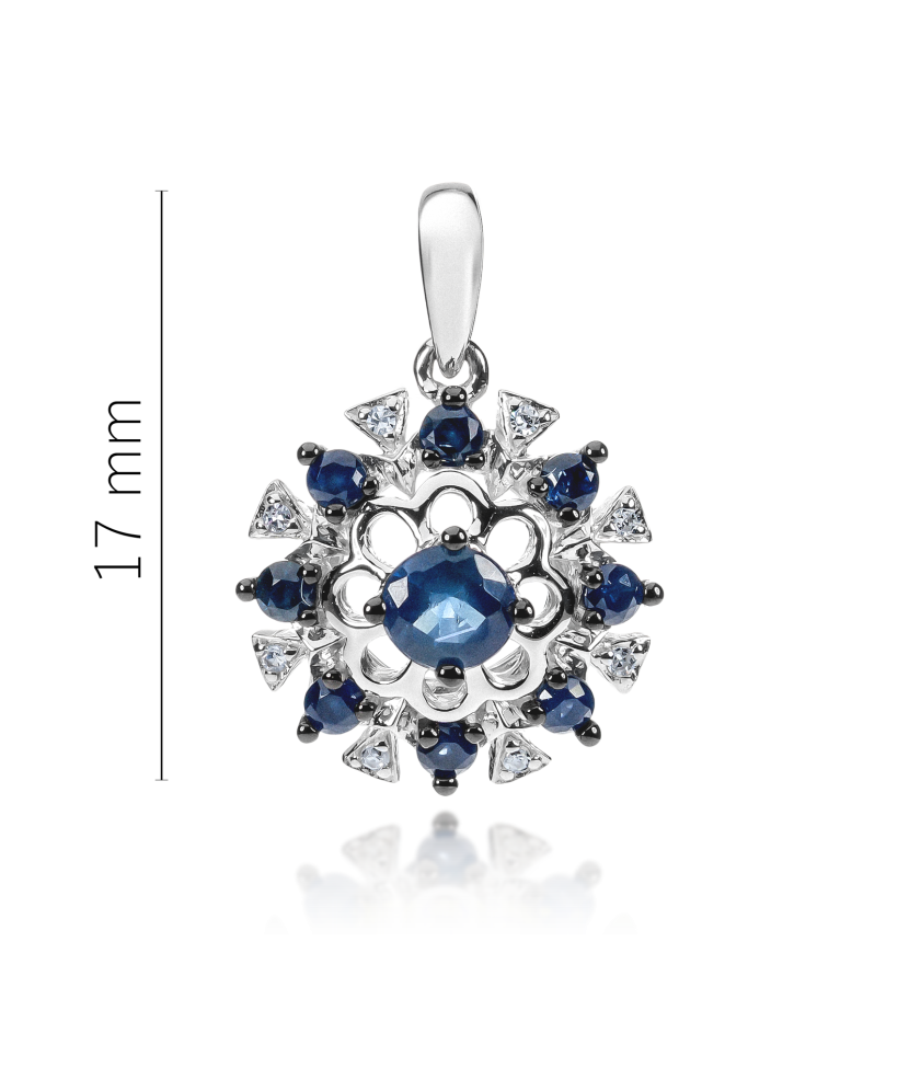 White gold pendant with diamonds and sapphires