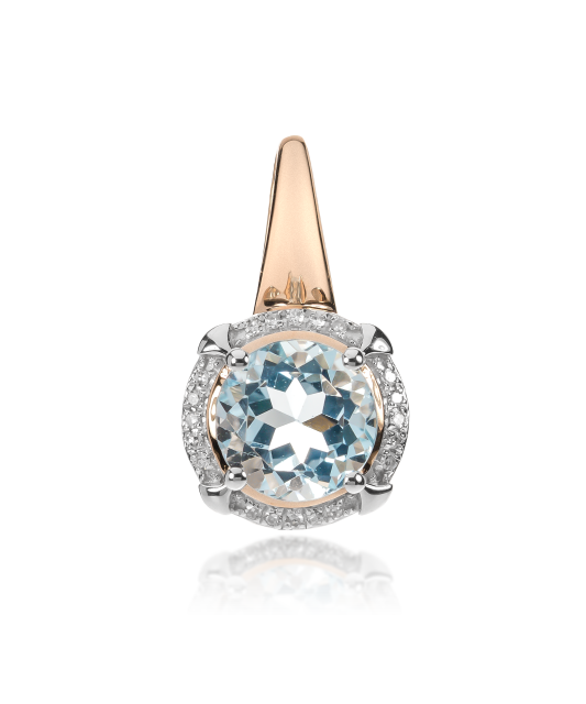 Gold pendant with topaz and diamonds