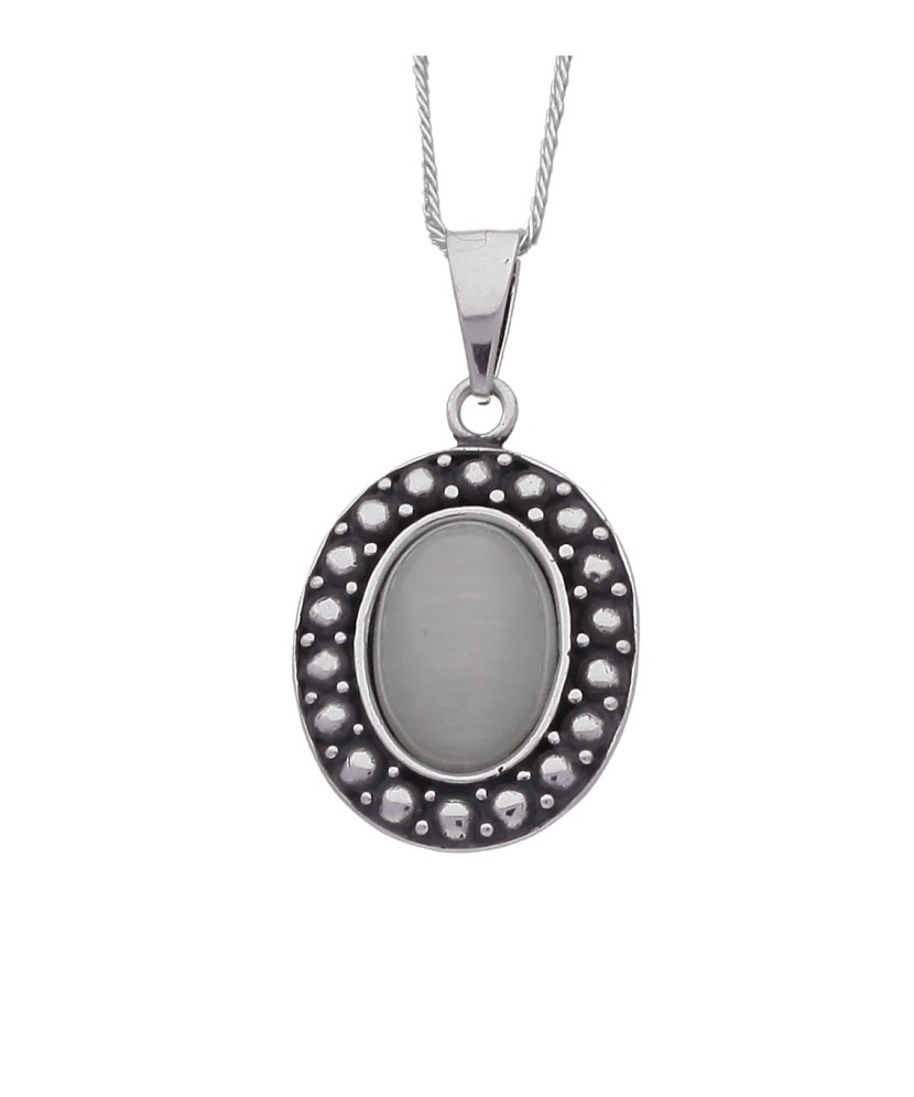 Sterling silver pendant with cats eye stone