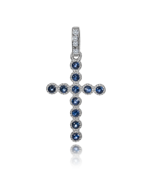 White gold pendant with sapphires