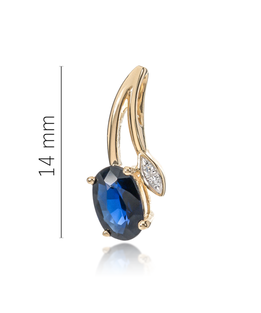 Yellow gold pendant with diamonds and sapphires