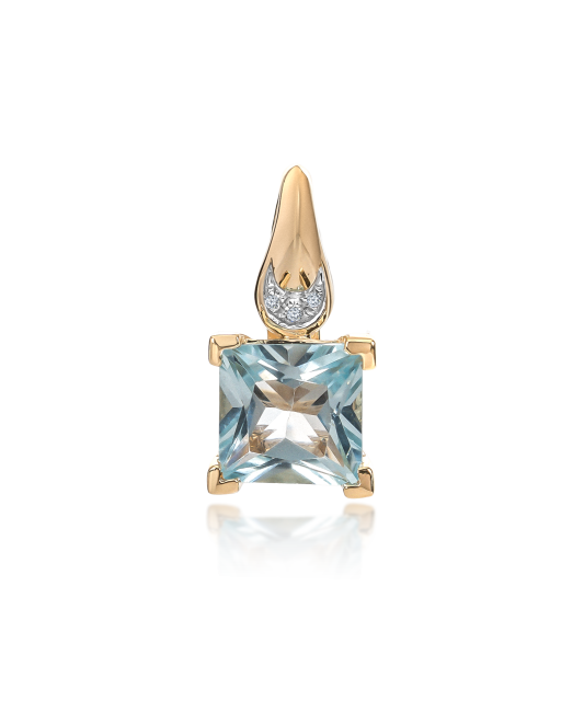 Yellow gold pendant with diamonds and topaz