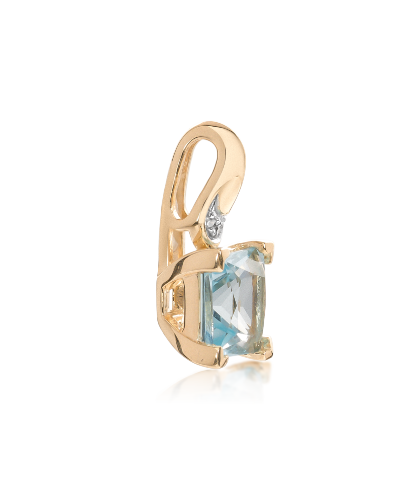 Yellow gold pendant with diamonds and topaz