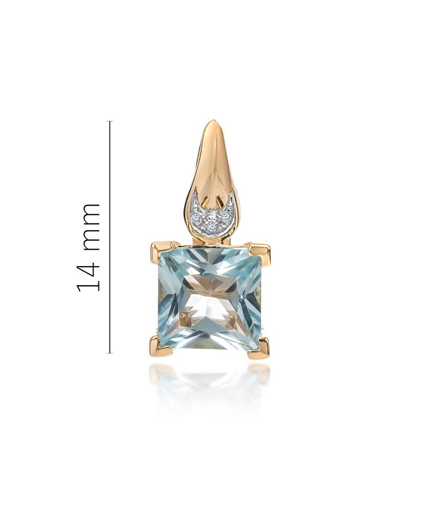 Yellow gold pendant with diamonds and topaz