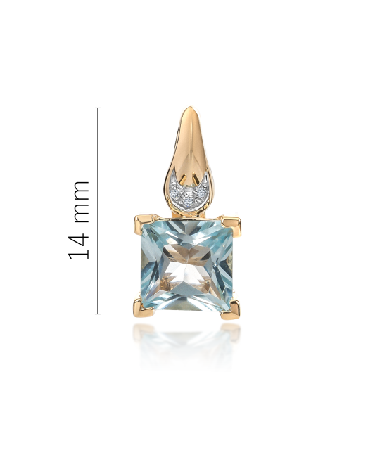 Yellow gold pendant with diamonds and topaz