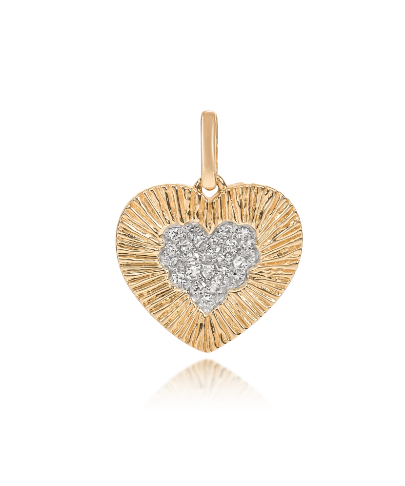 Yellow Gold pendant with diamonds and sapphire